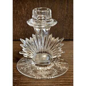Vintage FOSTORIA Mayflower Single Candle Holder Clear 4.5" Tall 1938 - 1954